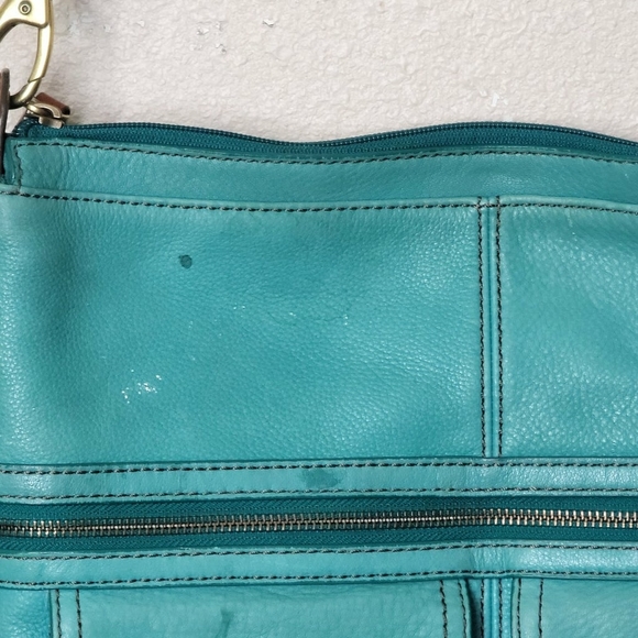 Fossil Morgan Large Zip Top Crossbody/Messenger Bag Maroon Leather - Picture 7 of 10